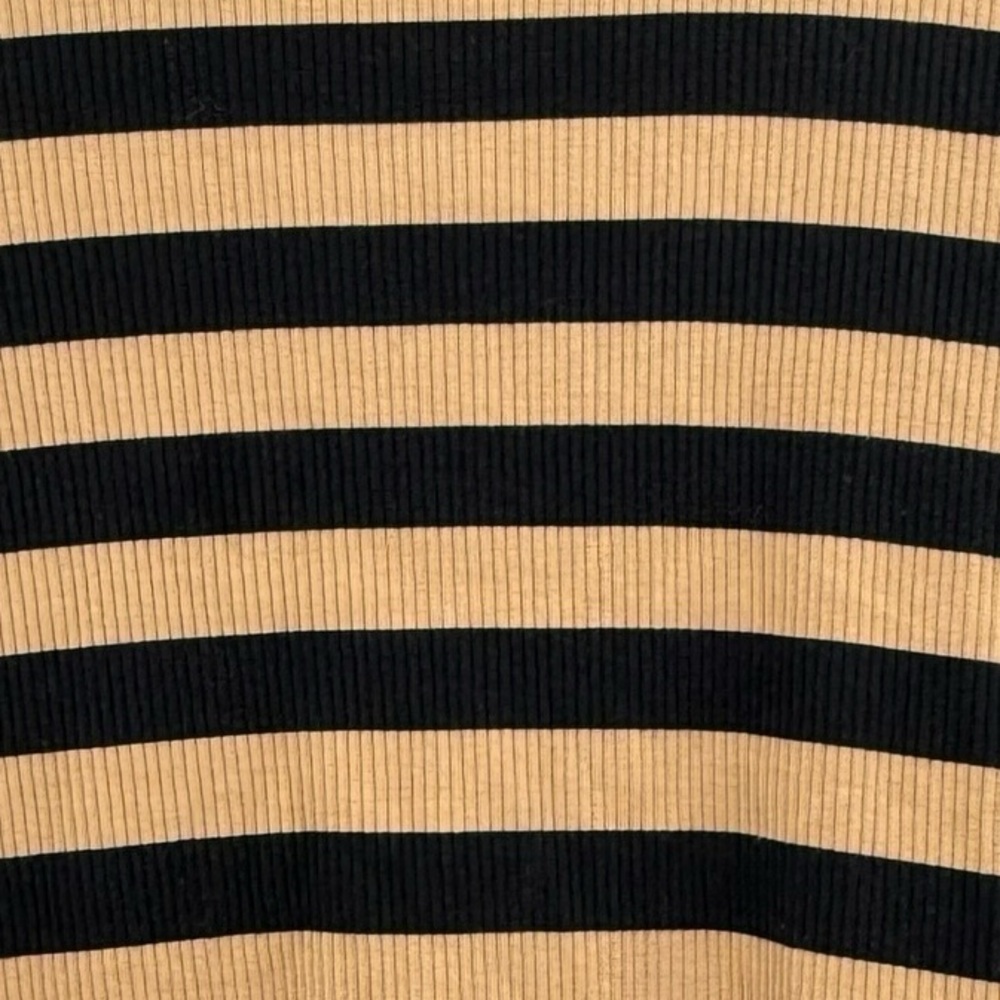 J.Crew Montauk Stripe Ribbed Mockneck XS Sand Black Breton Ruffle Trim - Picture 5 of 16